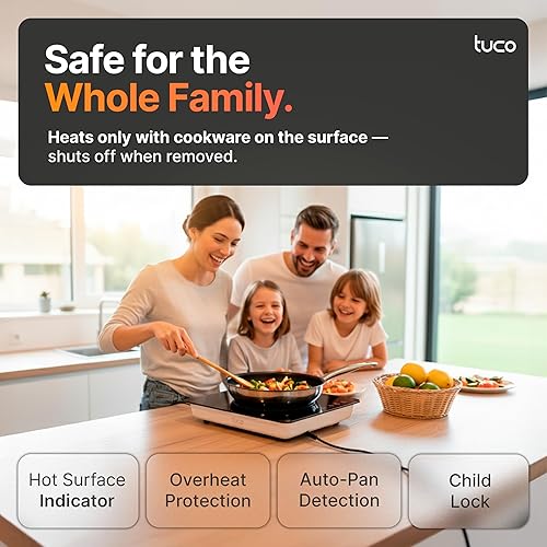 Miniatura 5 de TUCO Portable Induction Cooktop Burner Hot Plate Electric Stove with Shatter-Proof Ceramic Glass, LCD Sensor Touch, ETL Certified, 20 Cooking Modes,