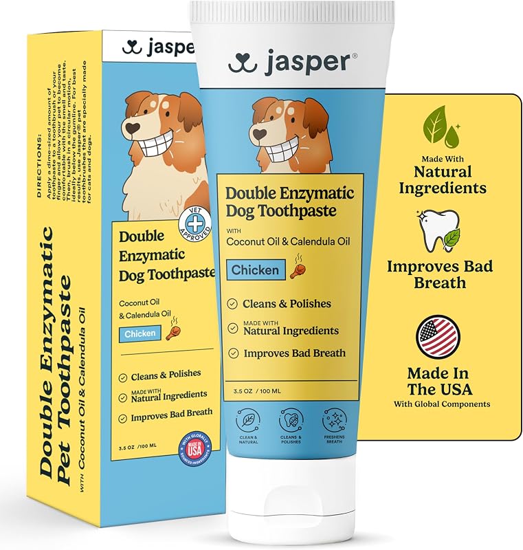 Creme Dental Enzimático Duplo para Cães Jasper, Sabor Frango, 99 g