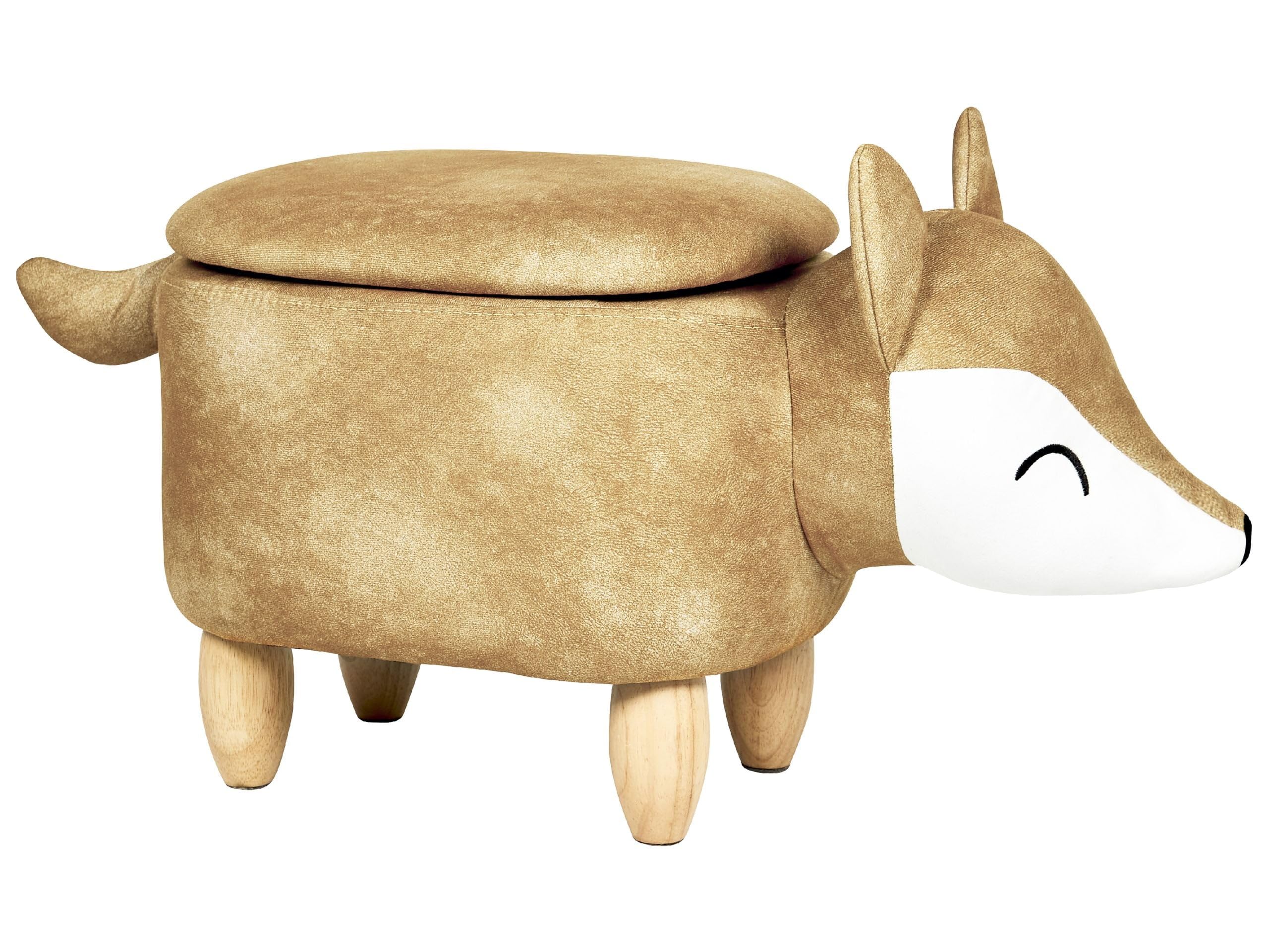Hocker mit Stauraum für Kinder Tierform Samt orange Holzbeine Modern Fox