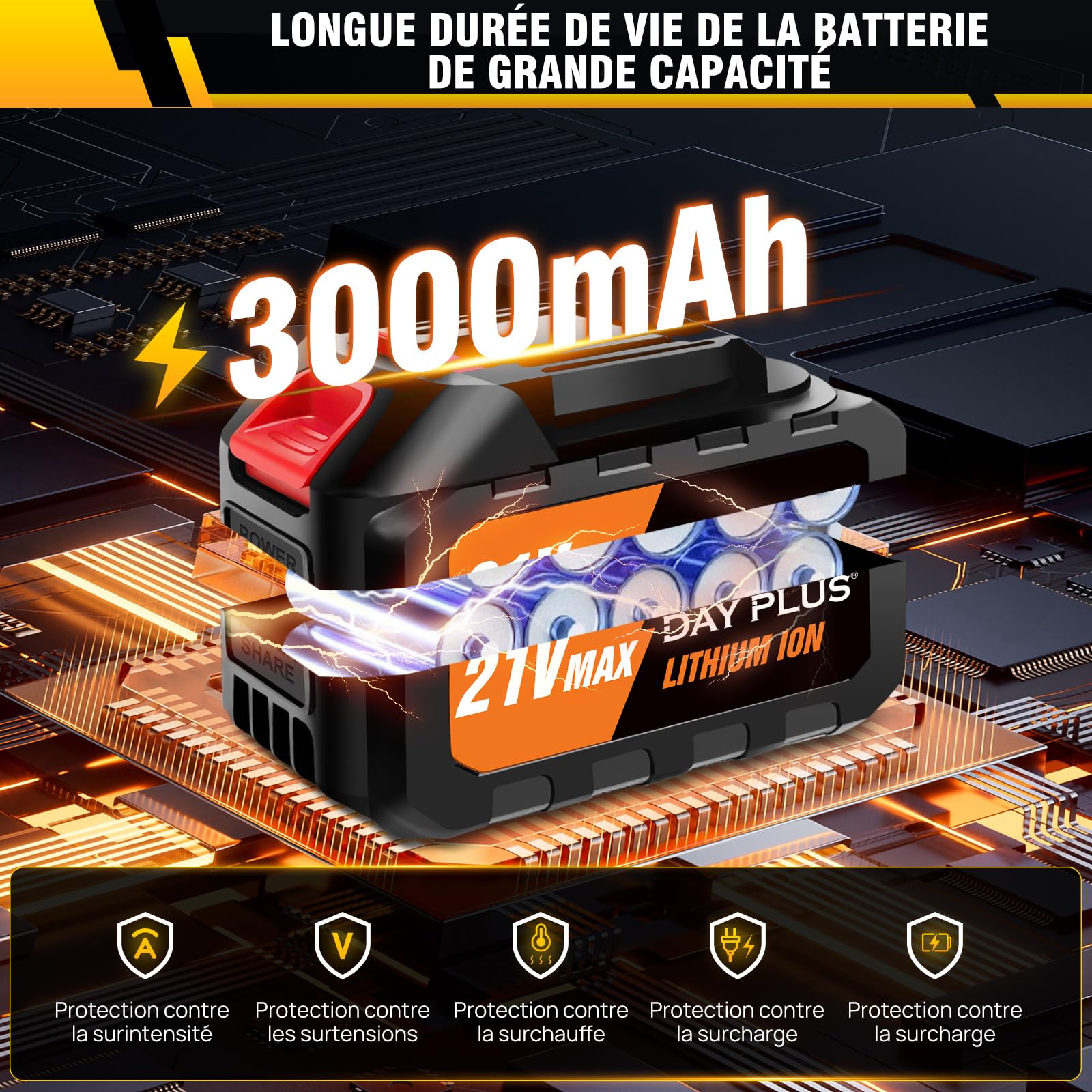 Nettoyeur Haute Pression Sans Fil 6000mAh, 21V 45 Bar/652 PSI Pistolet à Eau Haute Pression Portable avec Générateur de Mousse, Buse Multi-pulvérisation 6en1,Outil de Nettoyage de Voiture en Plein Air