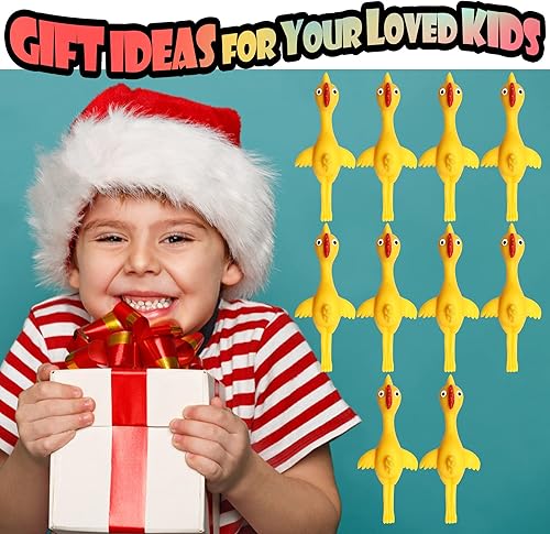 Miniatura 7 de Novelty Place 10 juguetes de dedo volador de pollo tirachinas  Juego de disparos de pollitos de goma elástica para niños y adultos  Juguete