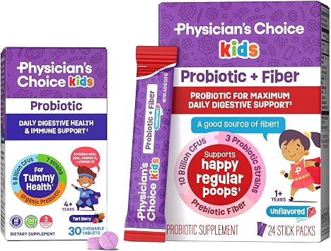 Physicians CHOICE Kids Happy Tummy Bundle - Fiber 24pck + Probiotic 30ct
