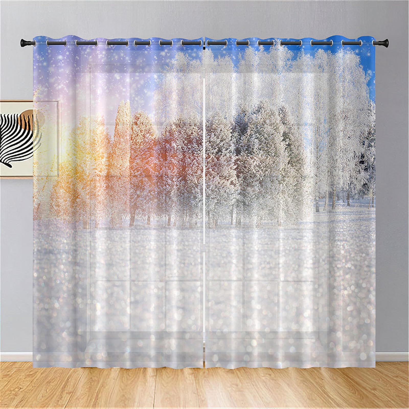 Rideaux Voilage Blanc, Lot de 2 Rideau Voilage Semi-Transparent 140x245 cm Voilages Intérieurs Rideaux Passe Tringle de Porte pour Salon Baie Vitrée Design Moderne