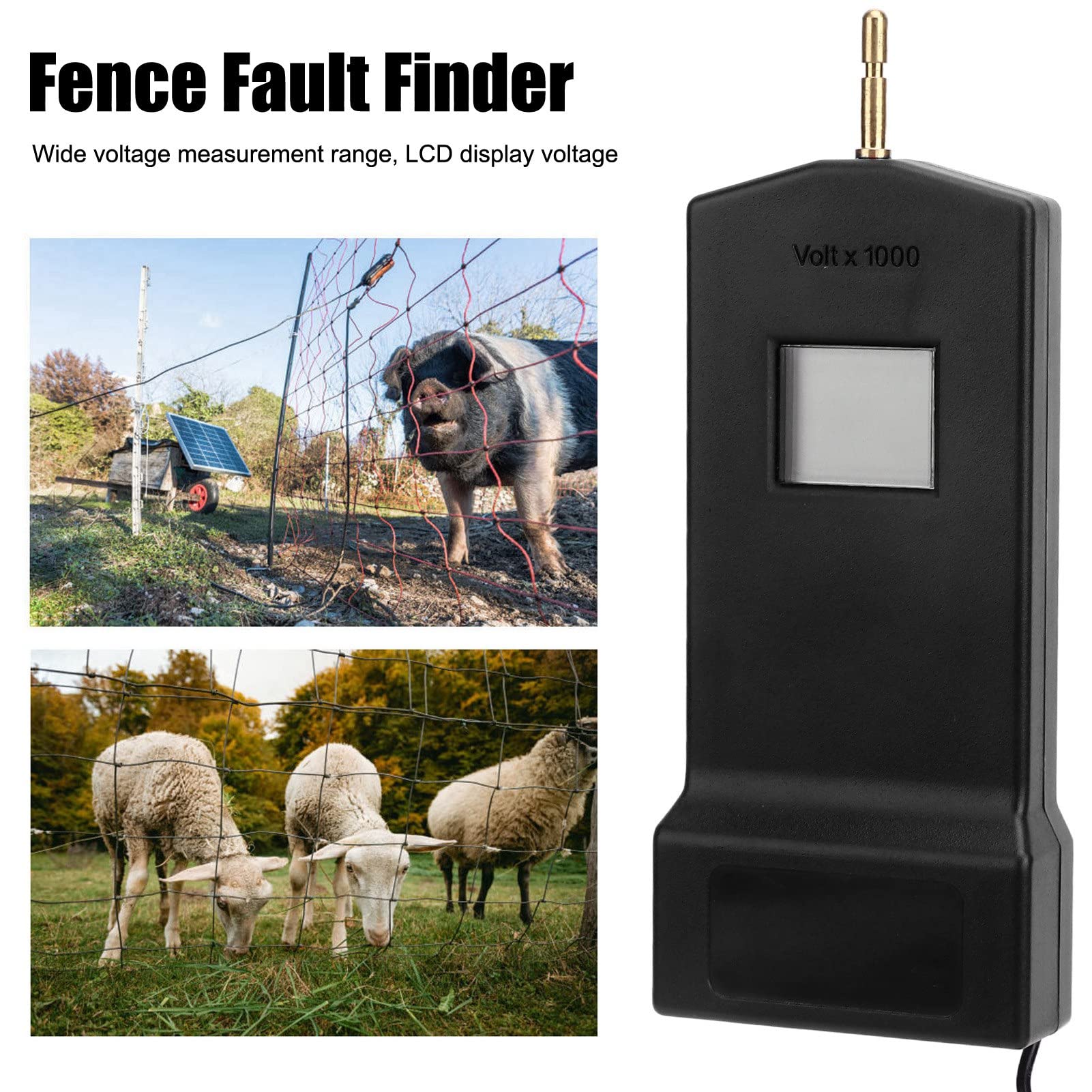 200 15000V Fence Voltage Tester Portable Electric Fence Fault Finder 15KV LCD Screen for Livestock Farms Gardening Tools (Black), Electric Fence Tester, Electric Fence Tester, 200 15000V Voltage