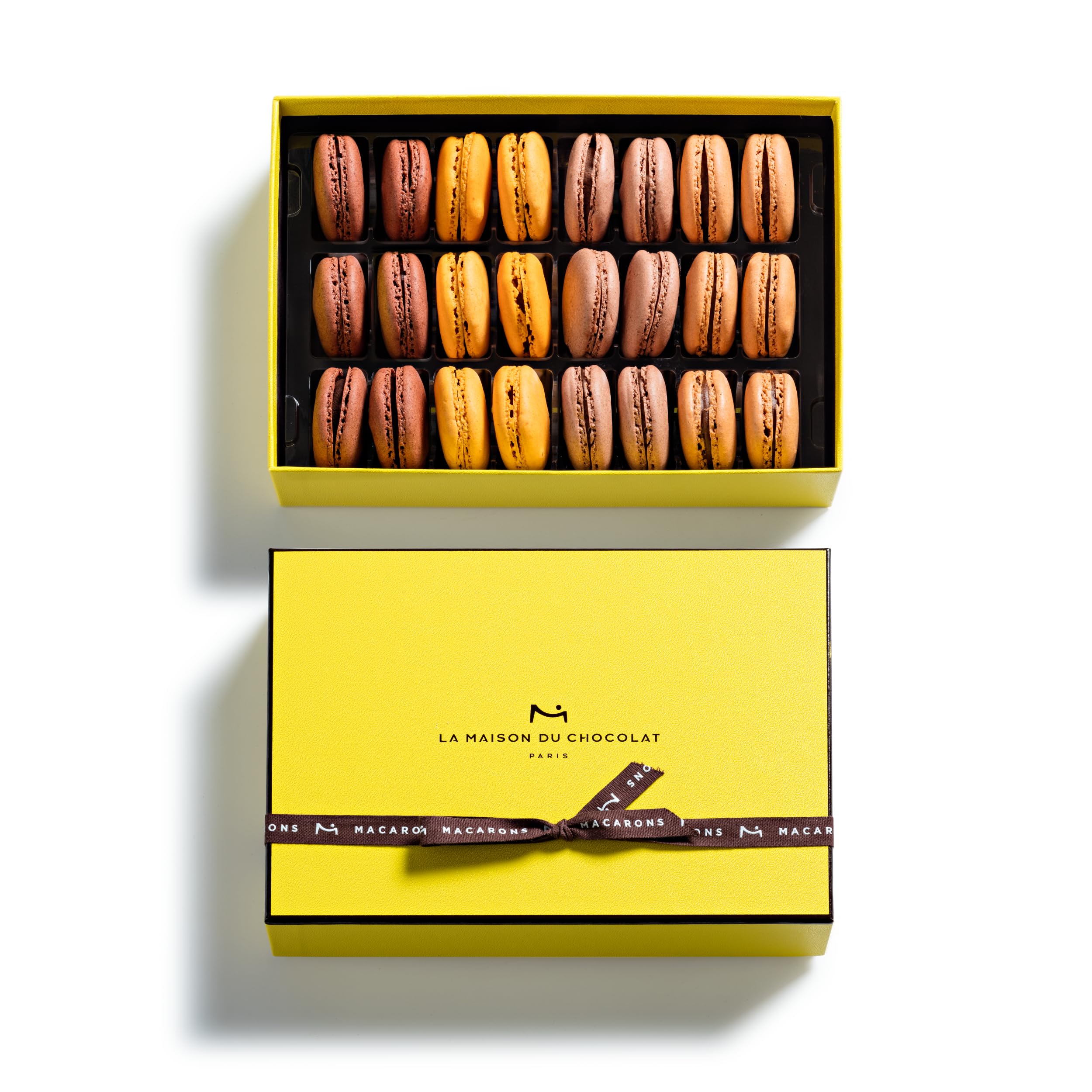 Macaron Gift Box - Gourmet French Dark Chocolate Filling with Shells in Assorted Flavors (24 Pieces)