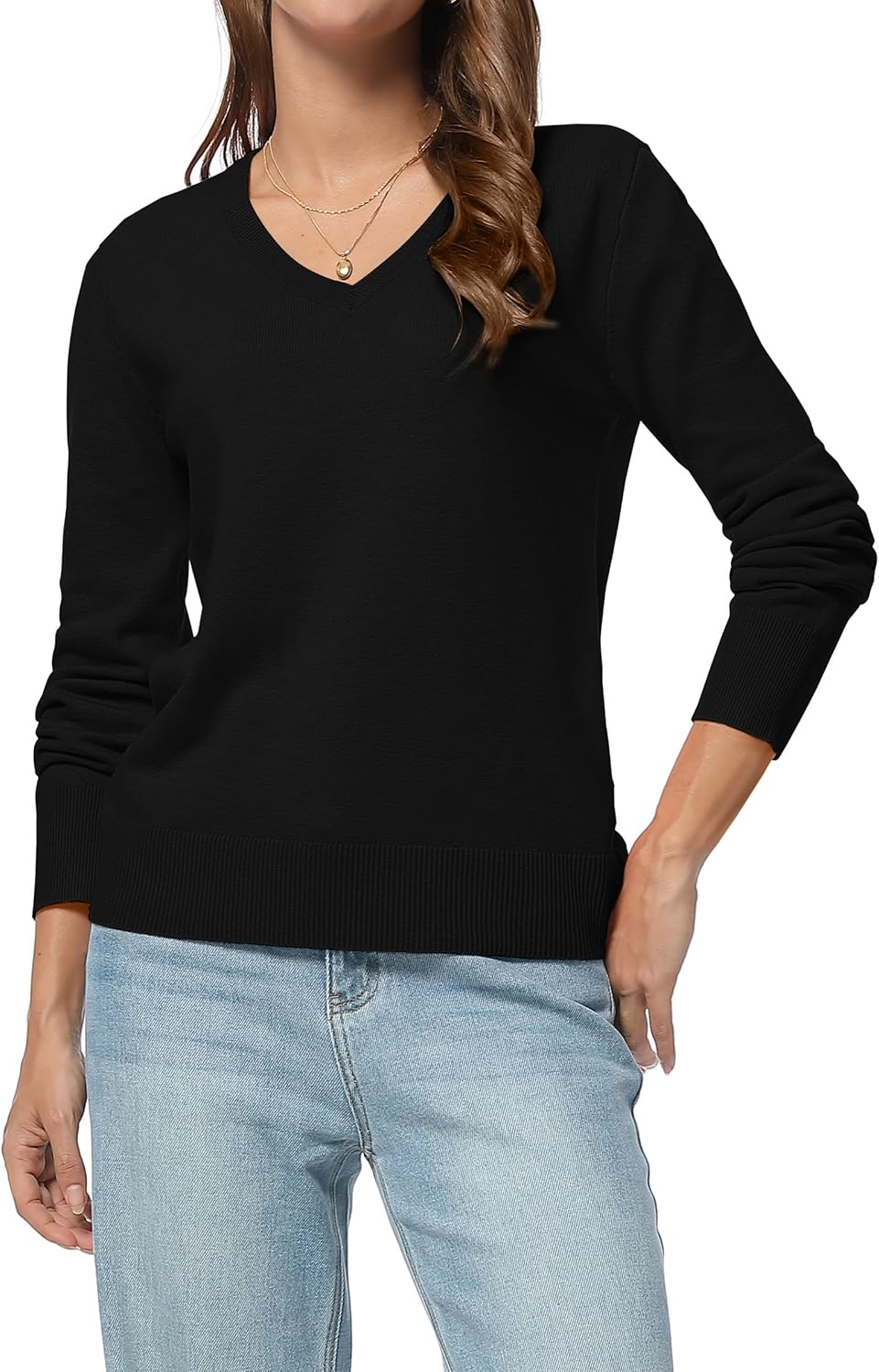 QUALFORT Women’s Lightweight Sweater Pullover Knit Long Sleeve for Layering Soft Casual Basic Top - Image 2