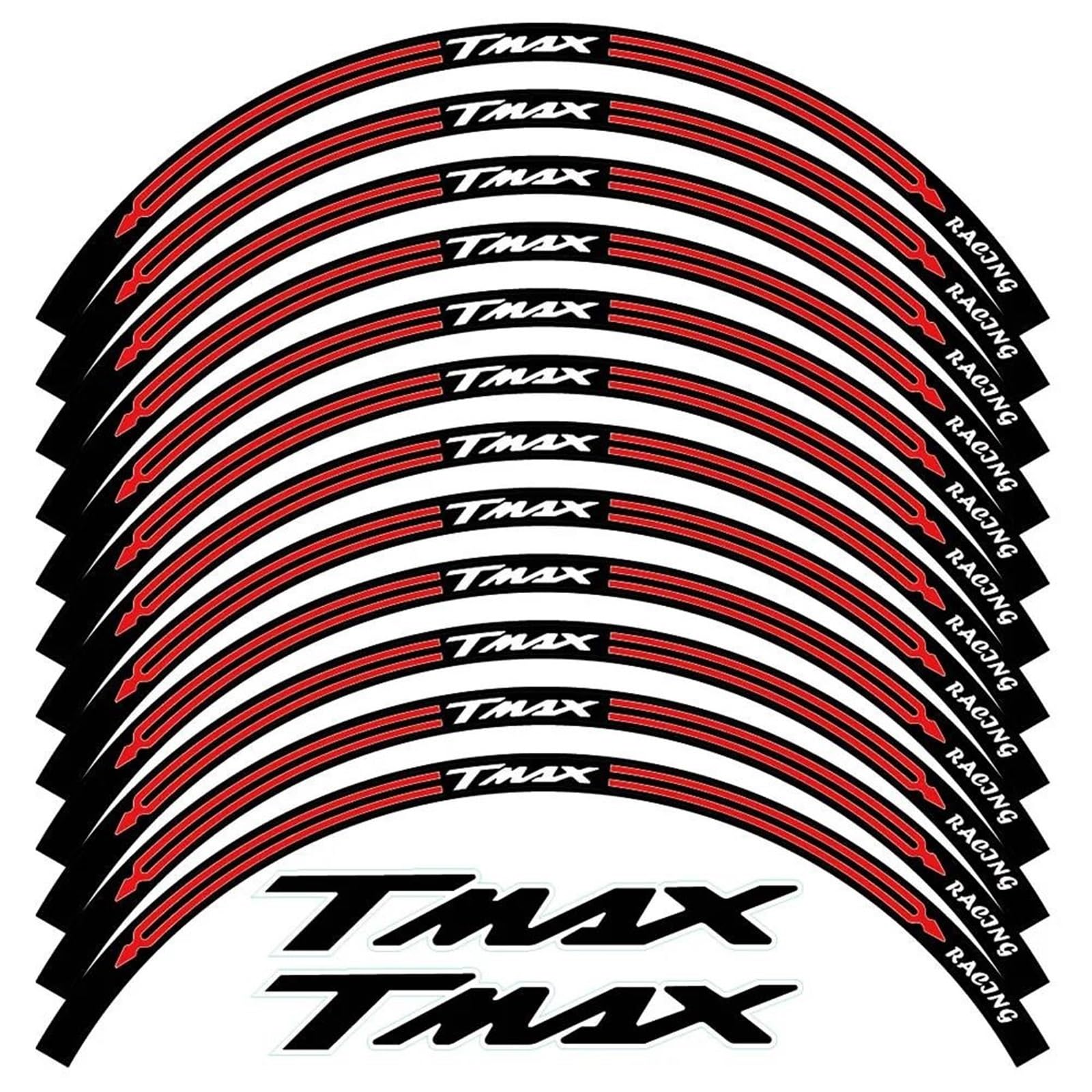 Stickers Motorcycle Reflective Rim Stripe Stickers Edge Full Set for TMAX 500 for 530(Rosso)