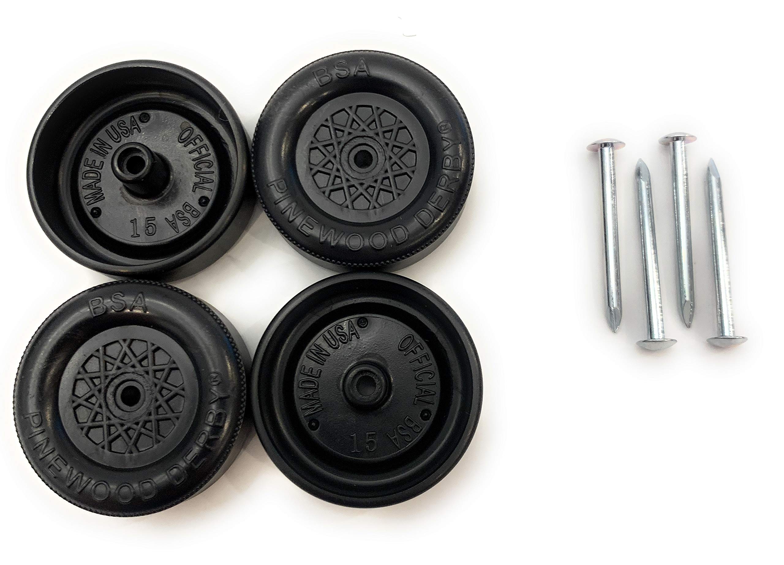 Pine Derby Car Official Scout Speed Wheels and Axles | Professionally Lathed | Pinewood Car Wheels | Maximum Velocity