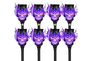 Solar Powered Skulls Tiki Torches 8-Pack