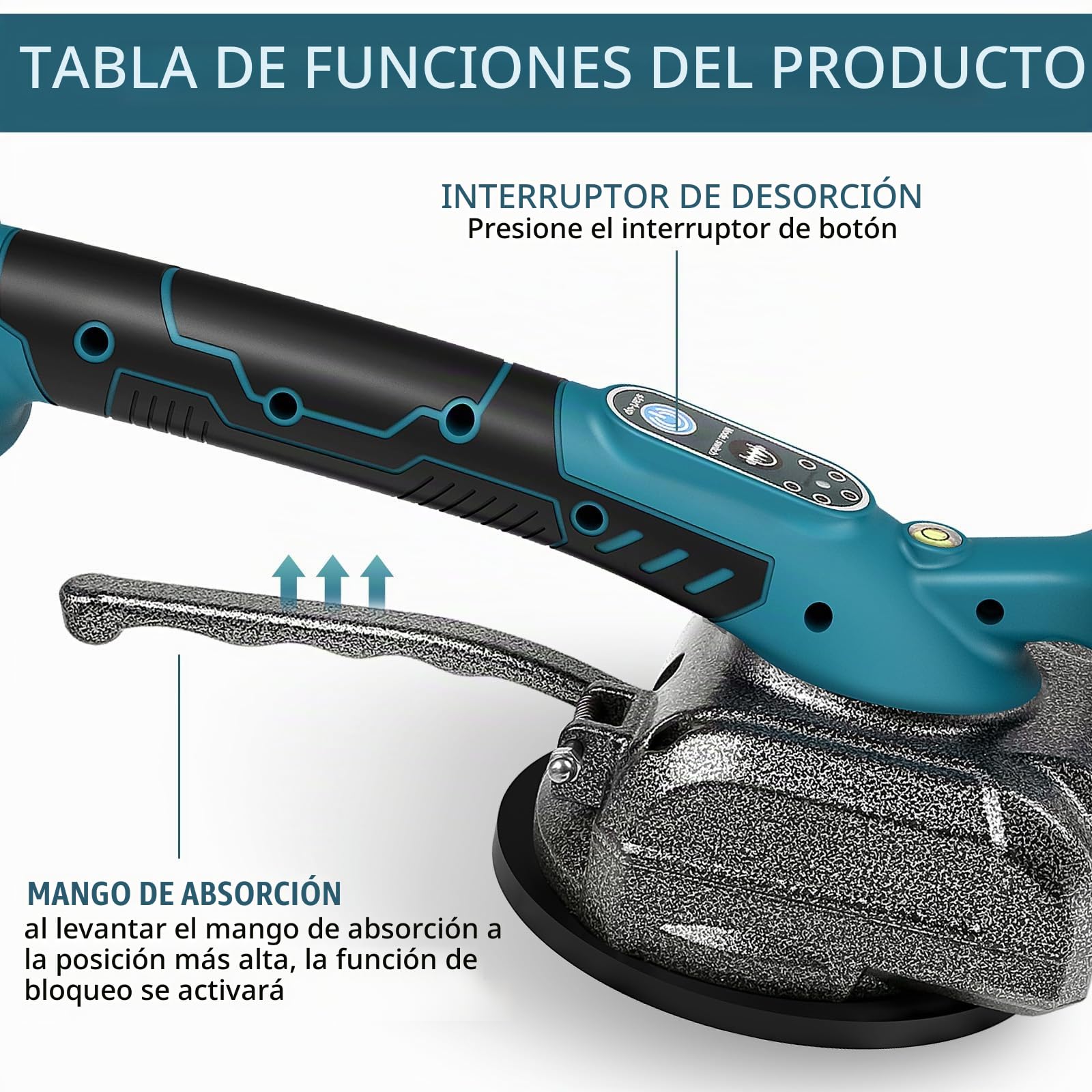 Máquina vibradora de azulejos para Makita 18 V, dispositivo de vibración con ventosa de 4,7 pulgadas, 5 velocidades ajustable, capacidad de 60 kg, adecuada para 39 x 39 pulgadas y menos (Blue-A)