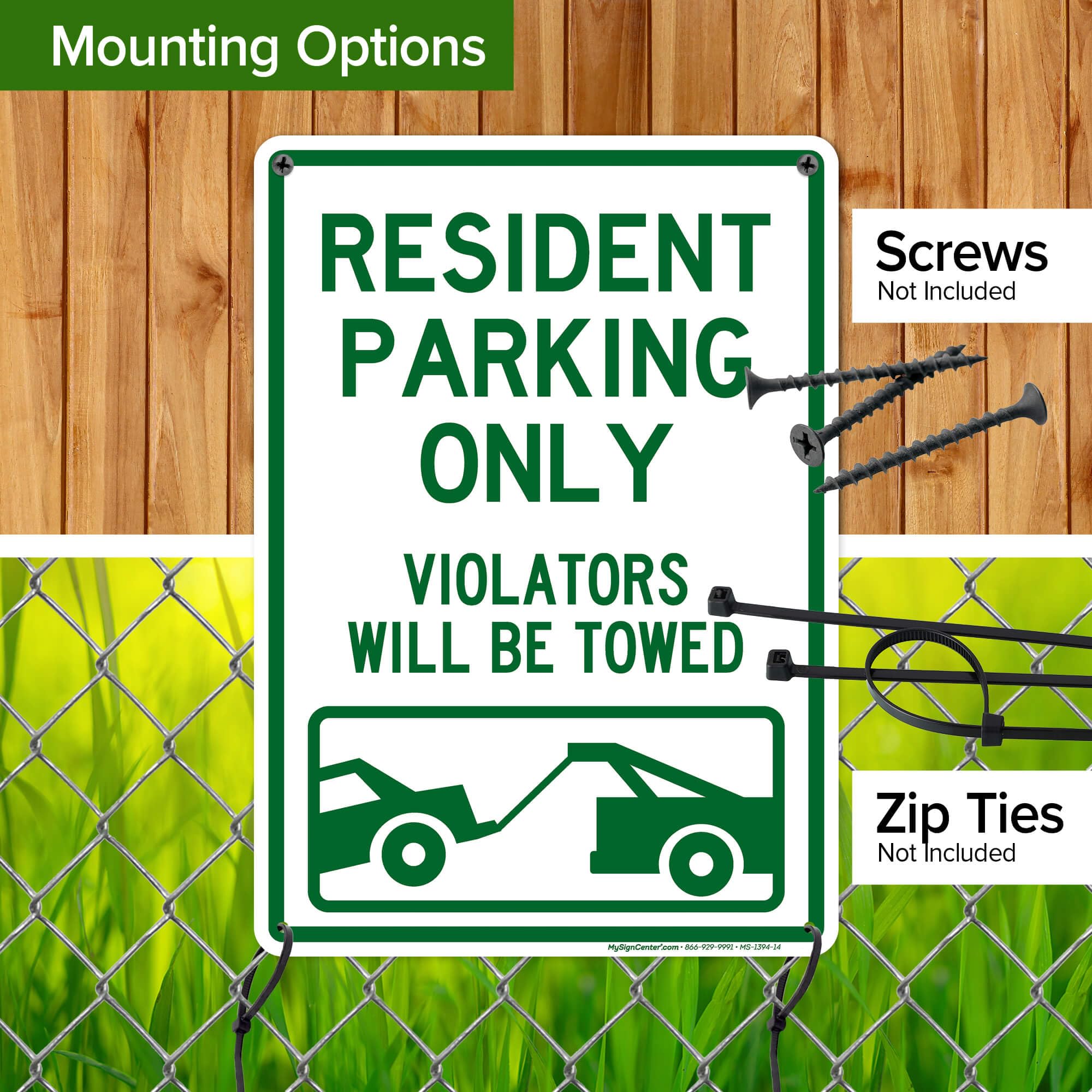 Señal de estacionamiento residente con texto en inglés "Resident Parking Only Violators Will Be Towed", 10 x 14 pulgadas, polietileno de alta densidad de 55 mil de grosor, fabricado en Estados Unidos