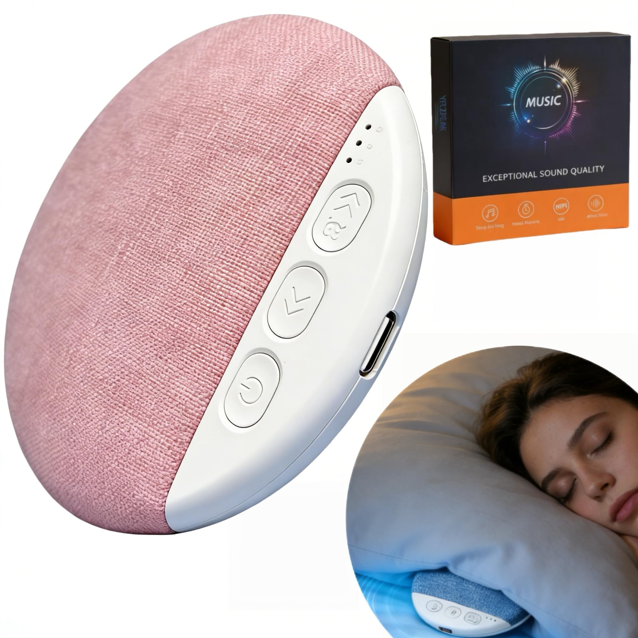2026 New Bluetooth Pillow Speaker for Sleeping, Under Pillow Speaker with Sleep Timer & White Noise, Thin Speaker for Bed, Hi-Fi Sound, 48H Battery, Type-C, Private Listening for Adults & Kids
