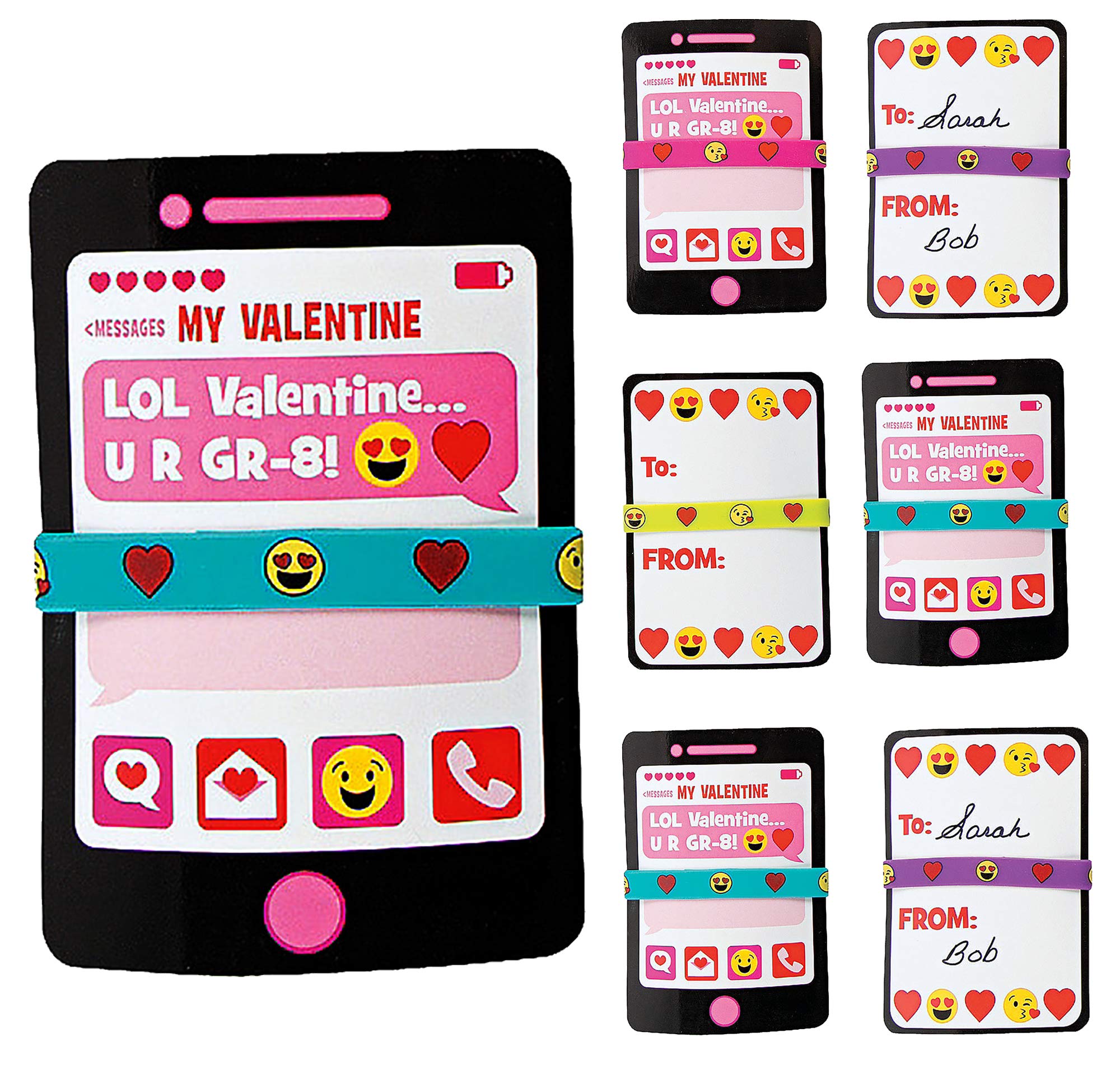 Amazon.com: Valentines Day Party Favors With Cards - Emoji Rubber Bracelets  (24 Pack) Kids Gift Set Valentine's Day Classroom Exchange Prizes Toy by  4E's Novelty : Toys & Games