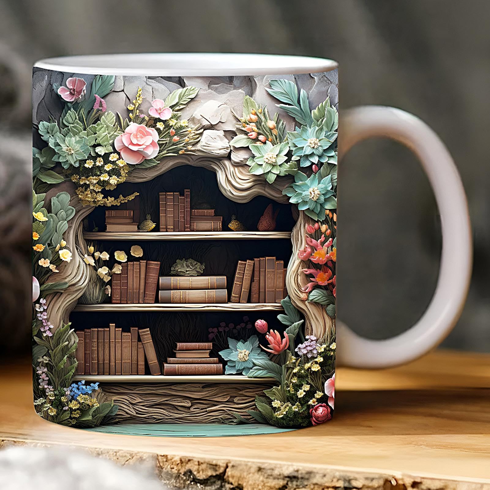 Book Shelf Mug Book Shelf Mug Book Lover Coffee Mug, Effect Books Mugs | Ceramic Coffee Mugs 11oz, Creative Space Design, Bookish Items for Women and Men