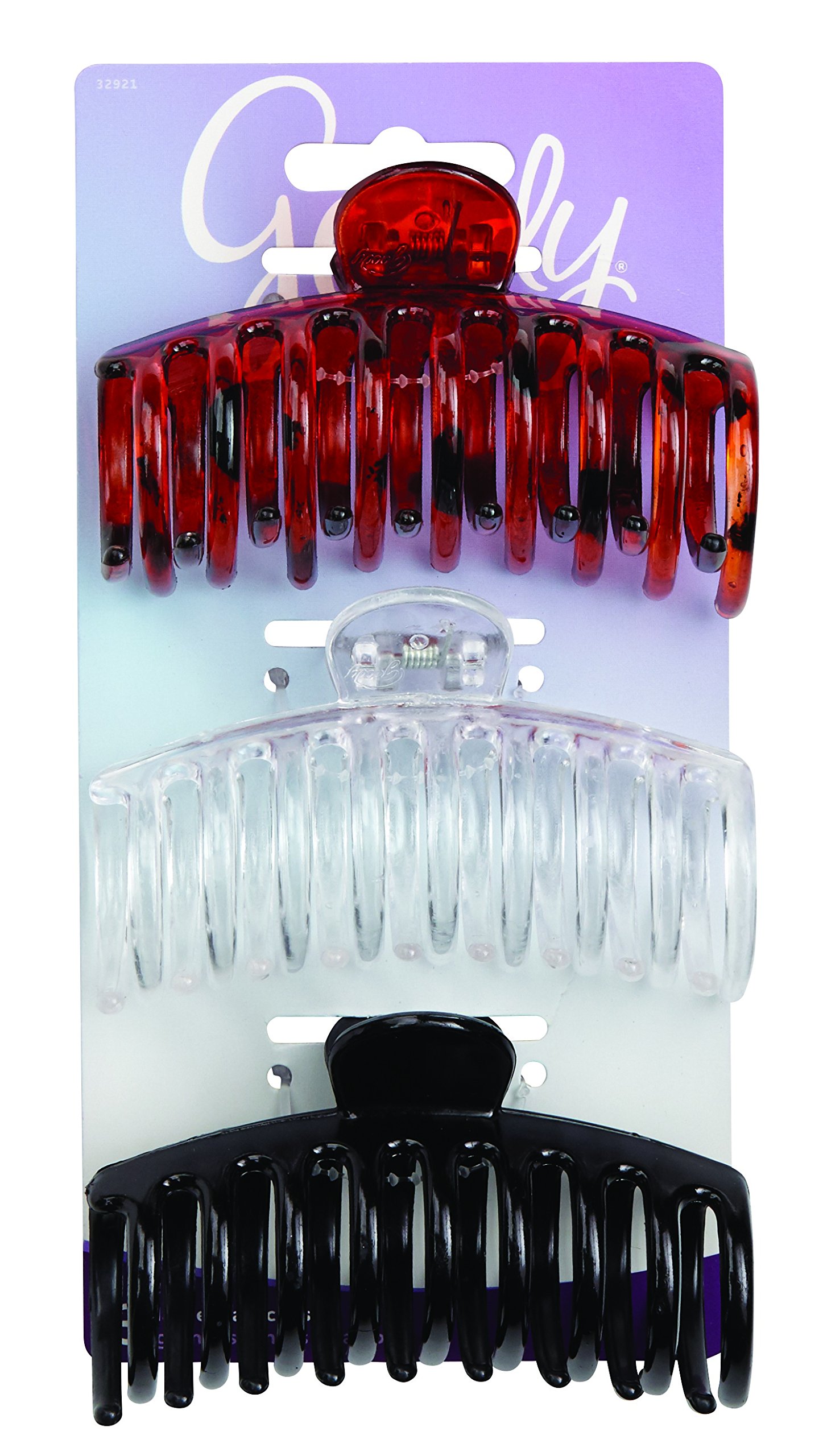 Goody Classics Large Sprial Claw Clips - 3-Pack, Assorted Colors - Great for Easily Pulling Up Your Hair - Pain-Free Hair Accessories for Women, Men, Boys, and Girls