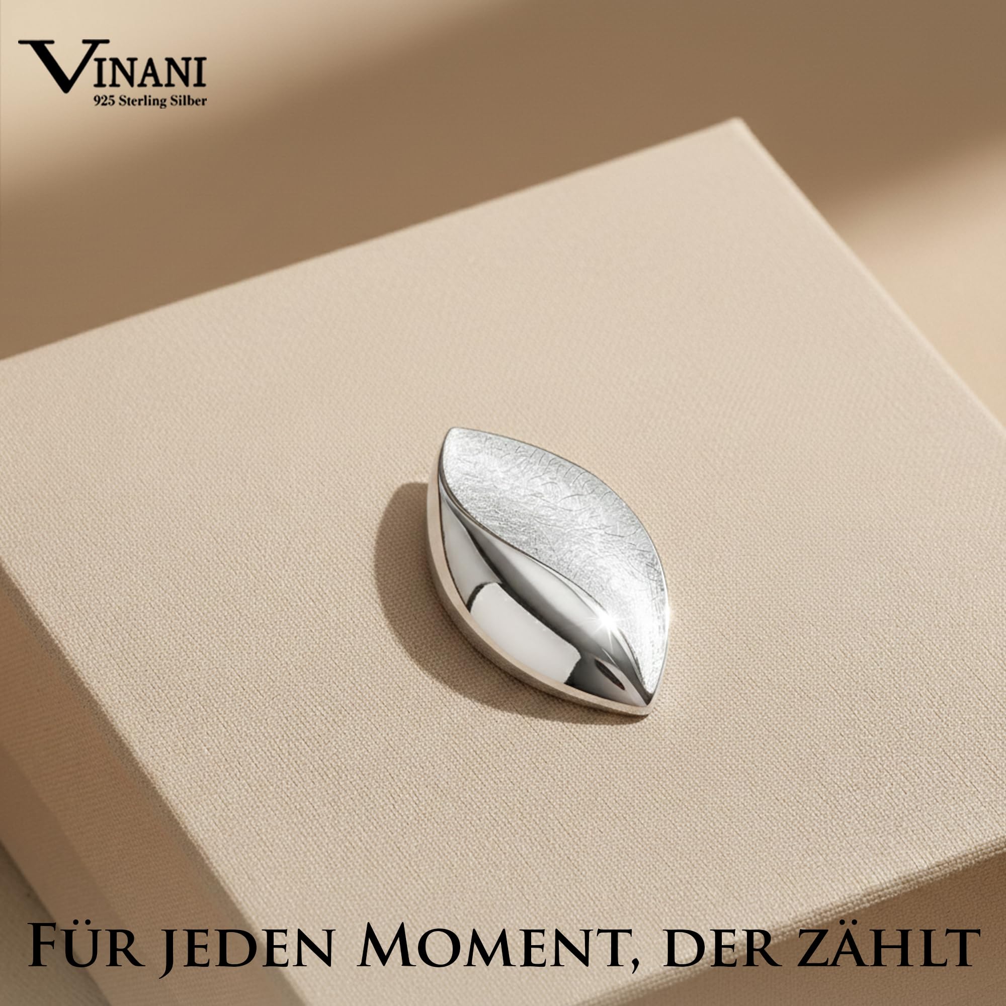 Vinani Design Anhänger Mandel Auge elegant geschwungen gebürstet glänzend Sterling Silber 925 Linse 2ARA-EZ
