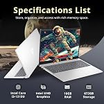 HP 15.6-inch Touch BrightView Laptop, Intel i3-1315U, 16GB DDR4 RAM, 672GB Storage (512GB SSD+160GB Docking Station Set), Intel UHD Graphics, Full-Size Keypad, Webcam, Wi-Fi 6, Win 11 Home, Silver