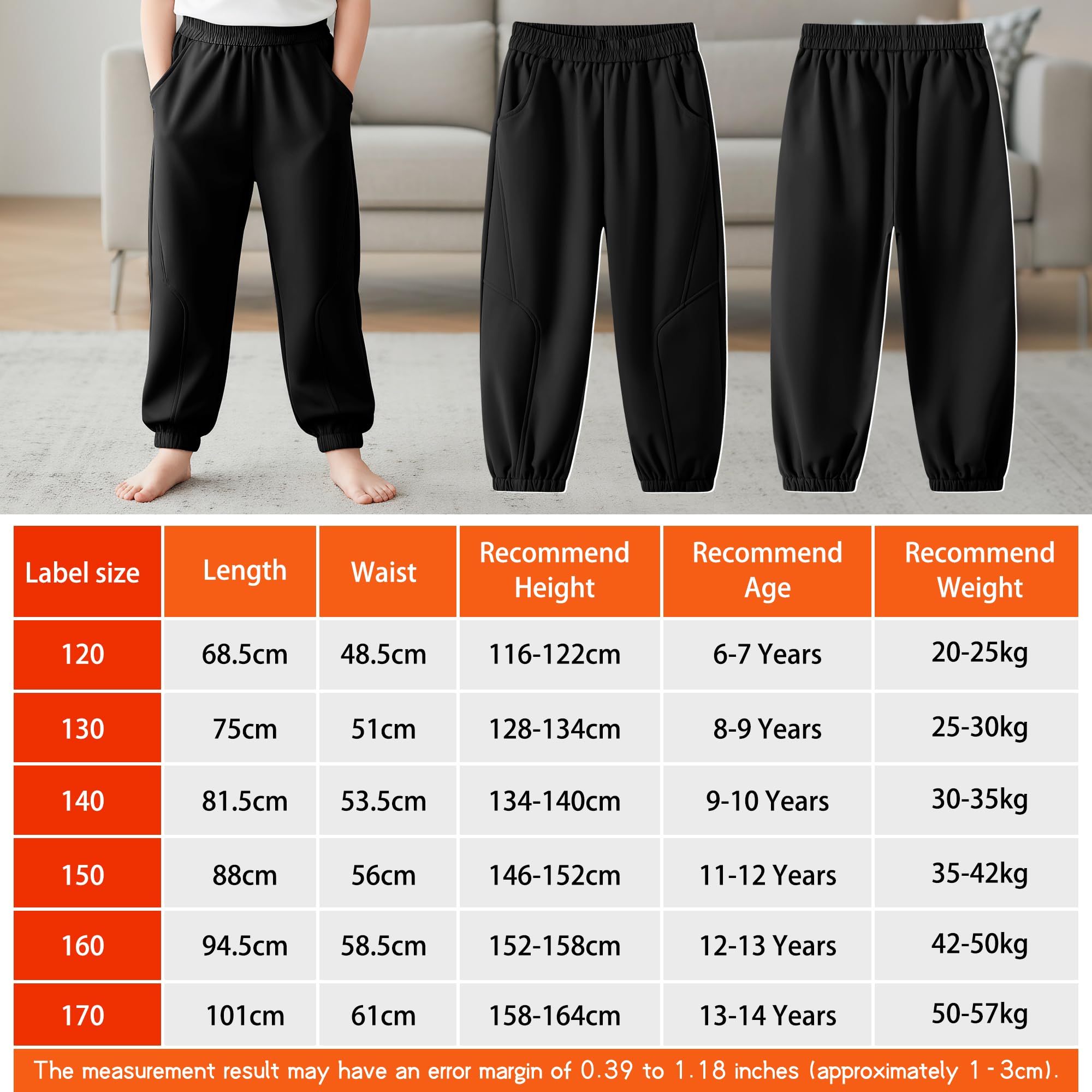 Pantalon Softshell pour Garcon, Thermique Doublé Polaire Coupe-Vent Pantalons de Montagne avec Poche, Enfant Imperméable d'hiver Pantalon Automne Hiver Junior pour 6-14 Ans