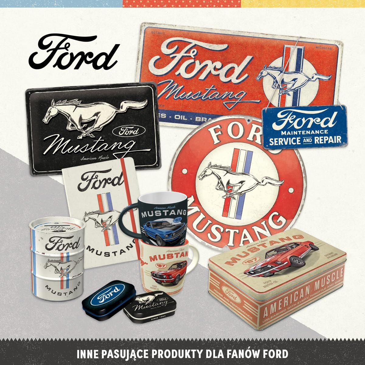 Nostalgic-Art Retro brelok do kluczy, Ø 4 cm, Ford – Built to last – Pomysł na prezent dla miłośników Forda, Official License Product (OLP), z metalu, Styl vintage