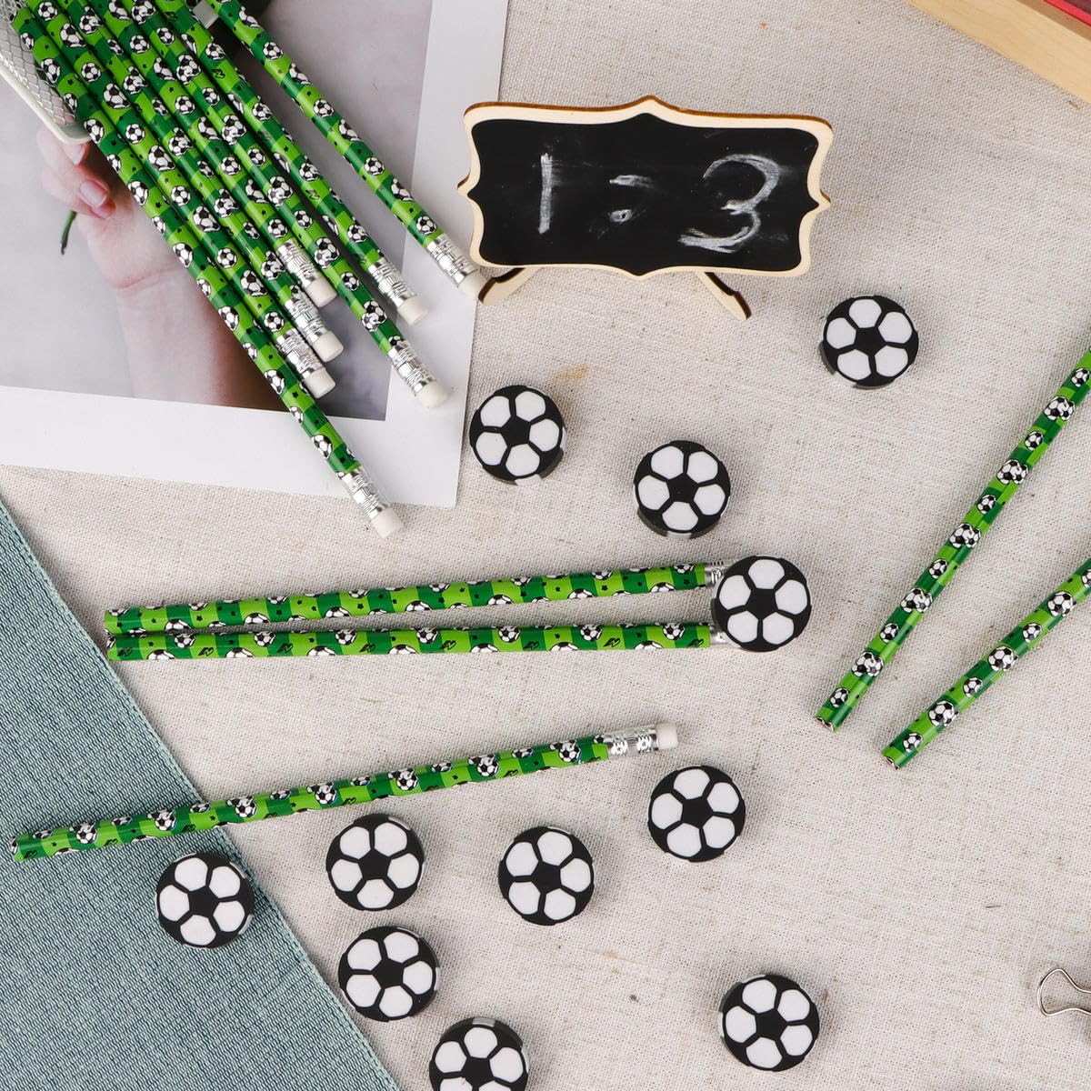 12 Fußball-Bleistifte Mit Radiergummi – Gastgeschenke Für Kindergeburtstage, Mottoparty, Mitgebsel