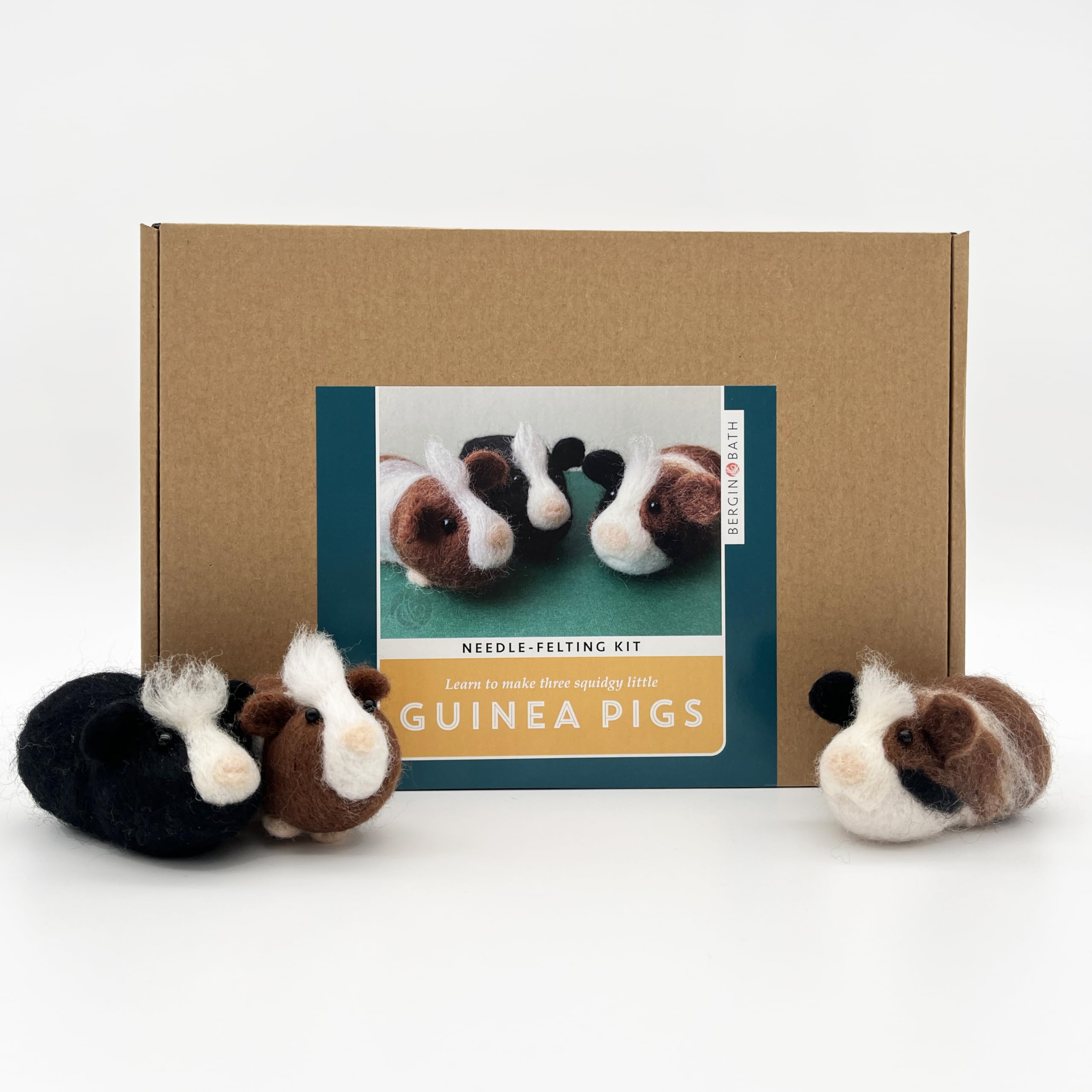 Bergin & Bath Needle Felting Kit, Guinea Pigs. Make Three Cute Little Guinea Pigs with This Planet Friendly Craft kit for Adults and Teens.