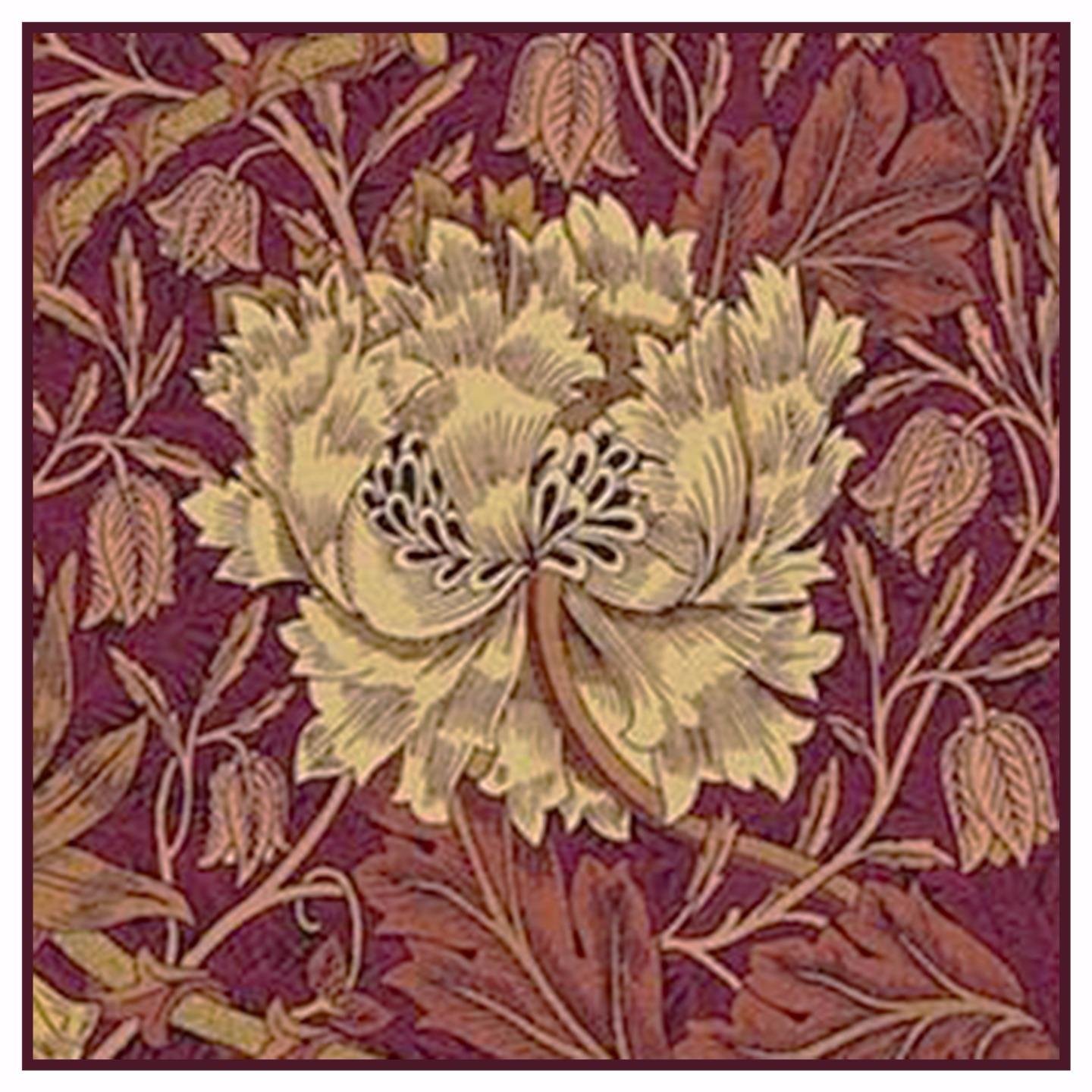 Orenco Originals Burgundy Marigold Detail William Morris Design Counted Cross Stitch Pattern