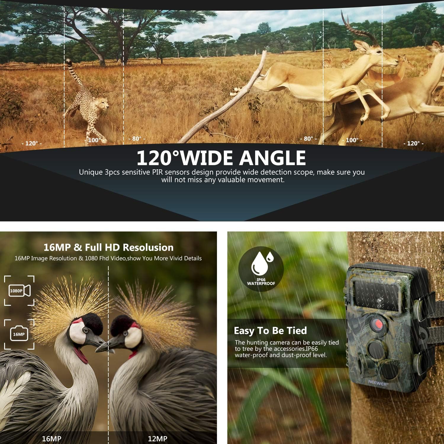 Hоttеѕt Sаlеѕ Neewer Trail Game Camera 16MP 1080P HD Digital Waterproof Hunting Scouting Cam 120 Degree Wide Angle Lens with 0.3s Trigger Speed Motion Activated Night Vision for Wildlife Monitoring Suреr Dеаl Prоduсt Neewer Trail Game Camera 16MP 1080P HD Digital Waterproof Hunting Scouting Cam 120 Degree Wide Angle Lens with 0.3s Trigger Speed Motion Activated Night Vision for Wildlife Monitoring