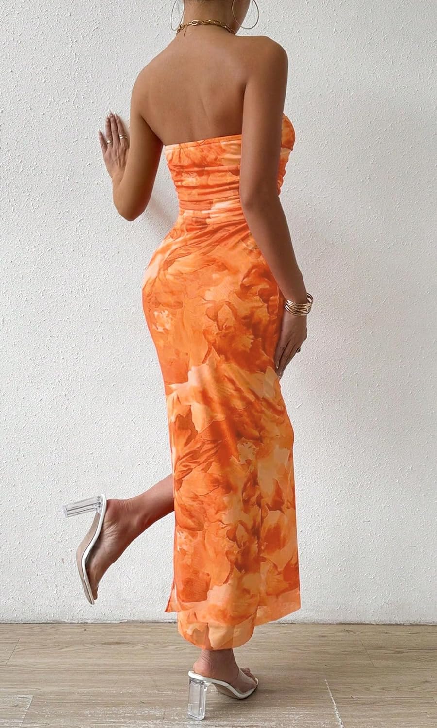 Women's Summer Strapless Dresses 2025 Maxi Bodycon Tube Top Dress Floral Beach Vacation Clothes for Women - Image 2