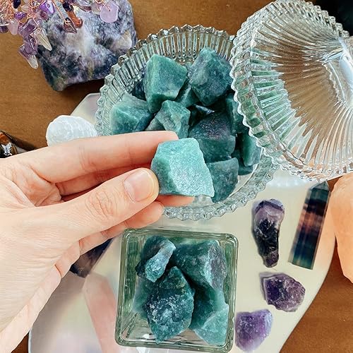 Miniatura 4 de QINJIEJIE Cristales crudos de amazonita de 0.9 libras Piedras ásperas naturales a granel grandes de 1 "rocas al por mayor de piedras preciosas de