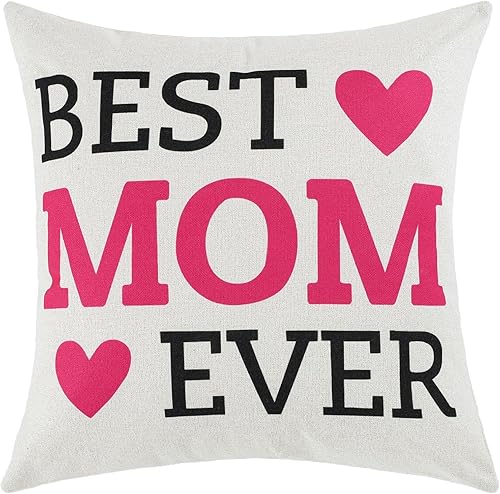 MADIZZ Funda de almohada Best MOM Ever, idea de regalo para madre de 18 x 18 pulgadas, cumpleaños para mamá