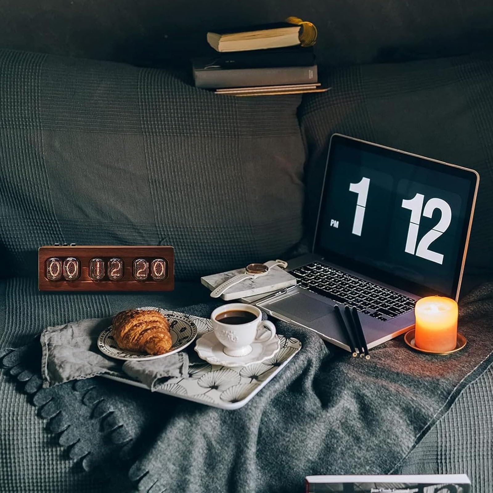 Nixie zegar lampowy, cyfrowy budzik w stylu retro IN-12, dekoracja na biurko z pamięcią wyłączania, do salonu, półki biurowej, wyjątkowy pomysł na prezent