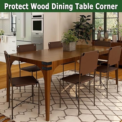 Miniatura 5 de Soportes de esquina de metal para mesa de madera decorativa de 3.3 pulgadas, protectores de esquina negros mate para tocador de madera industrial