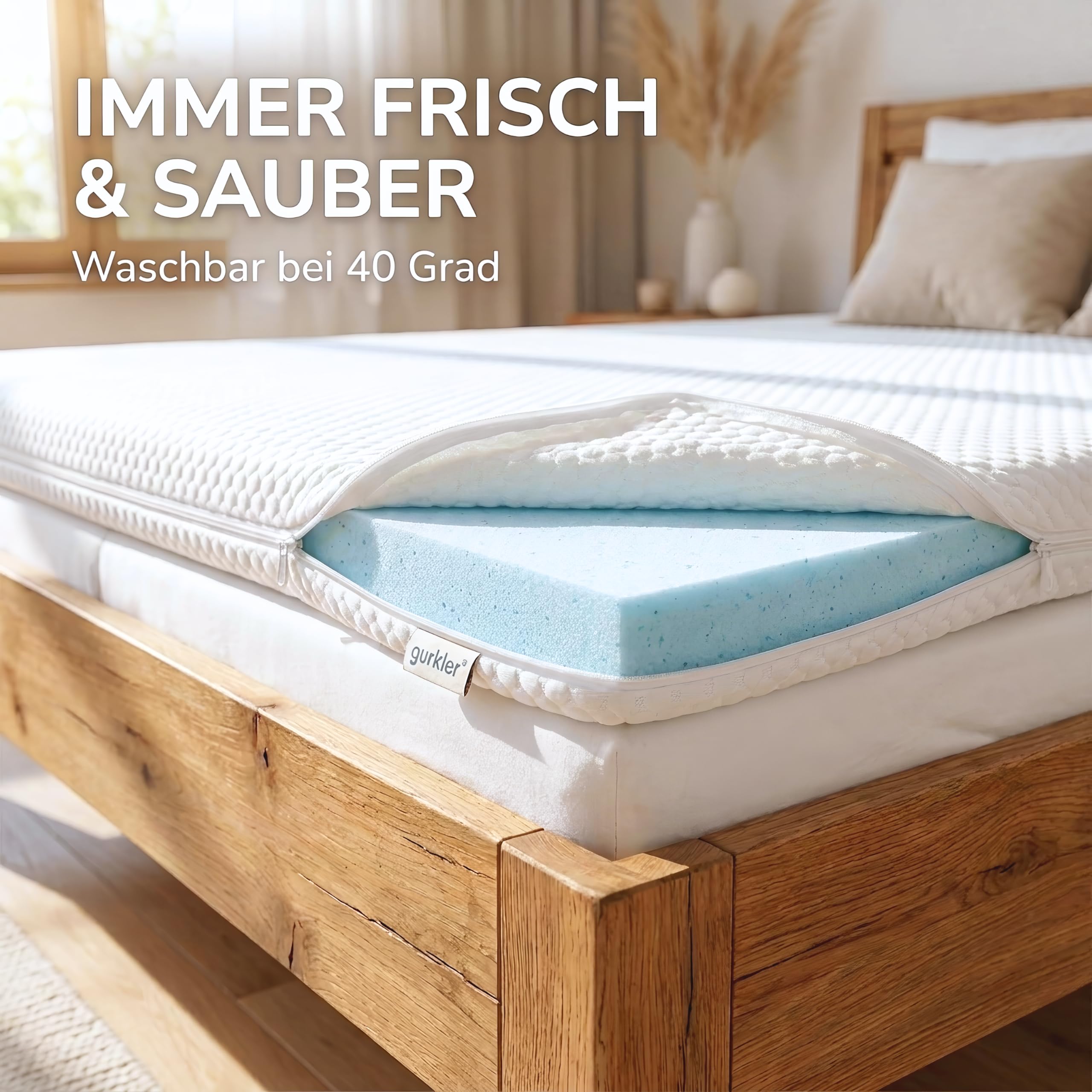 Matratzen Topper 180 x 200 cm Memory Foam 5cm Komforthöhe H1/2 | super weich, zertifiziert, langlebig