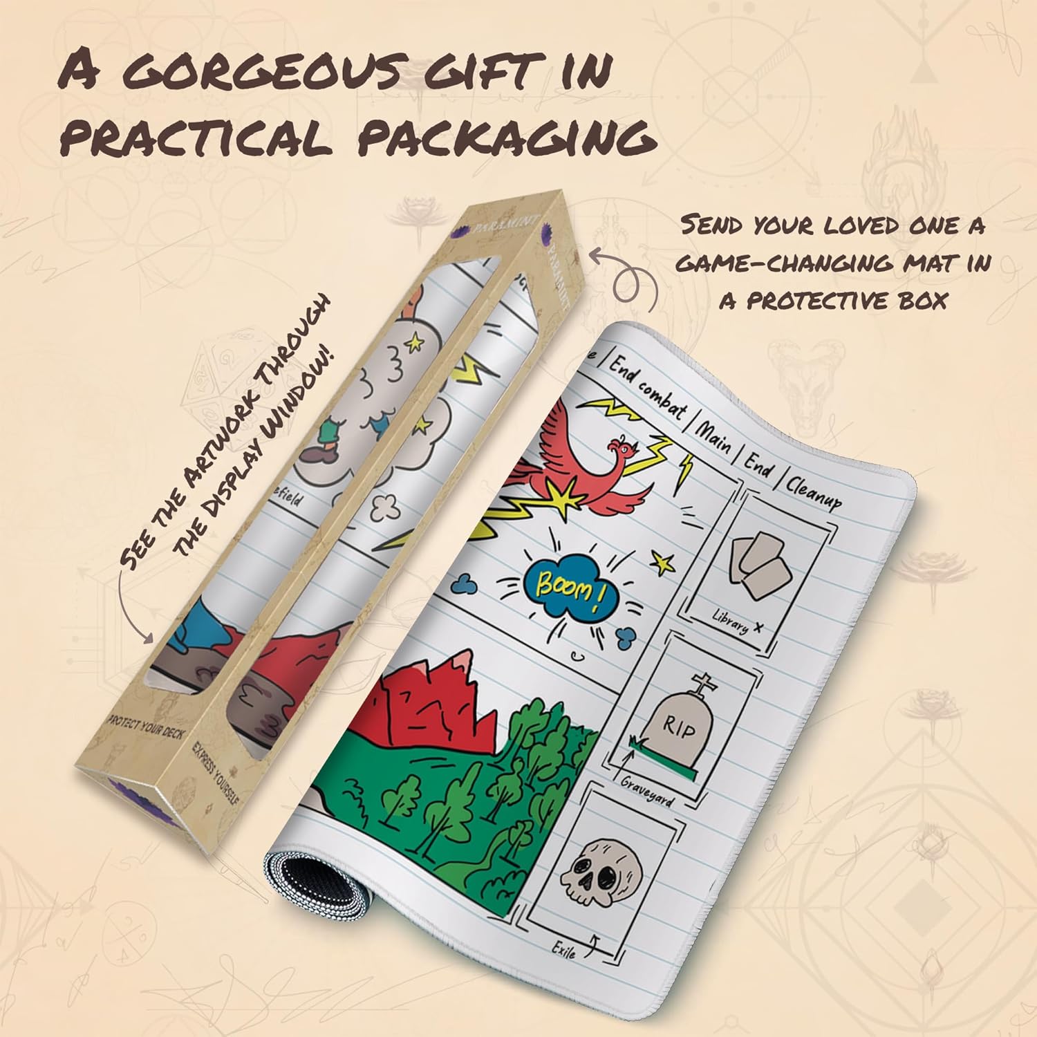 Sketchy Notebook, Exile Bottom (Stitched) - MTG Playmat with Zones - Compatible with Magic the Gathering Playmat - Play MTG, YuGiOh, TCG - Original Play Mat Art Designs & Accessories