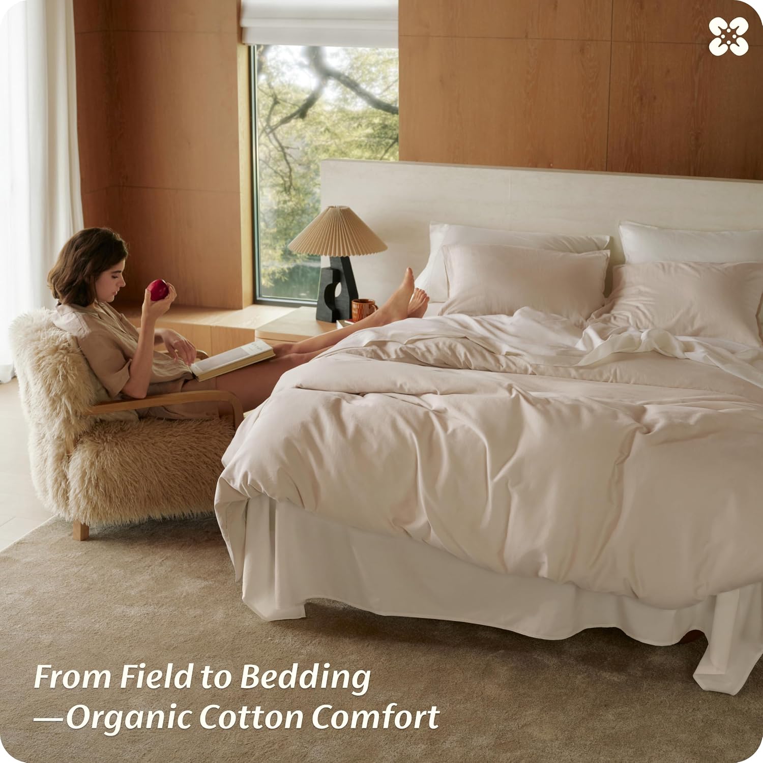 Bedsure 100% Organic Cotton Duvet Cover Queen Size - GOTS Certified, Luxury PureWoven Duvet Cover Set with Zipper, Ultra-Soft Breathable Bedding Set for Home Hotel(Linen, 90"x90") 2 Pillowcases