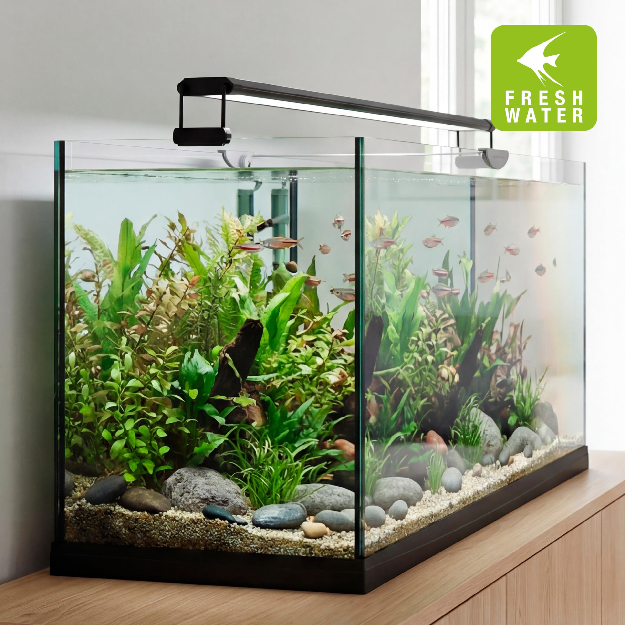 Hydor Luz Acuario LED AQ-Lux Fresh 1100, 55 W (4700 LM), regulador y Temporizador programables, Soportes Ajustables, Fuente de alimentación, IP67, 110 x 8 x 9,5 cm