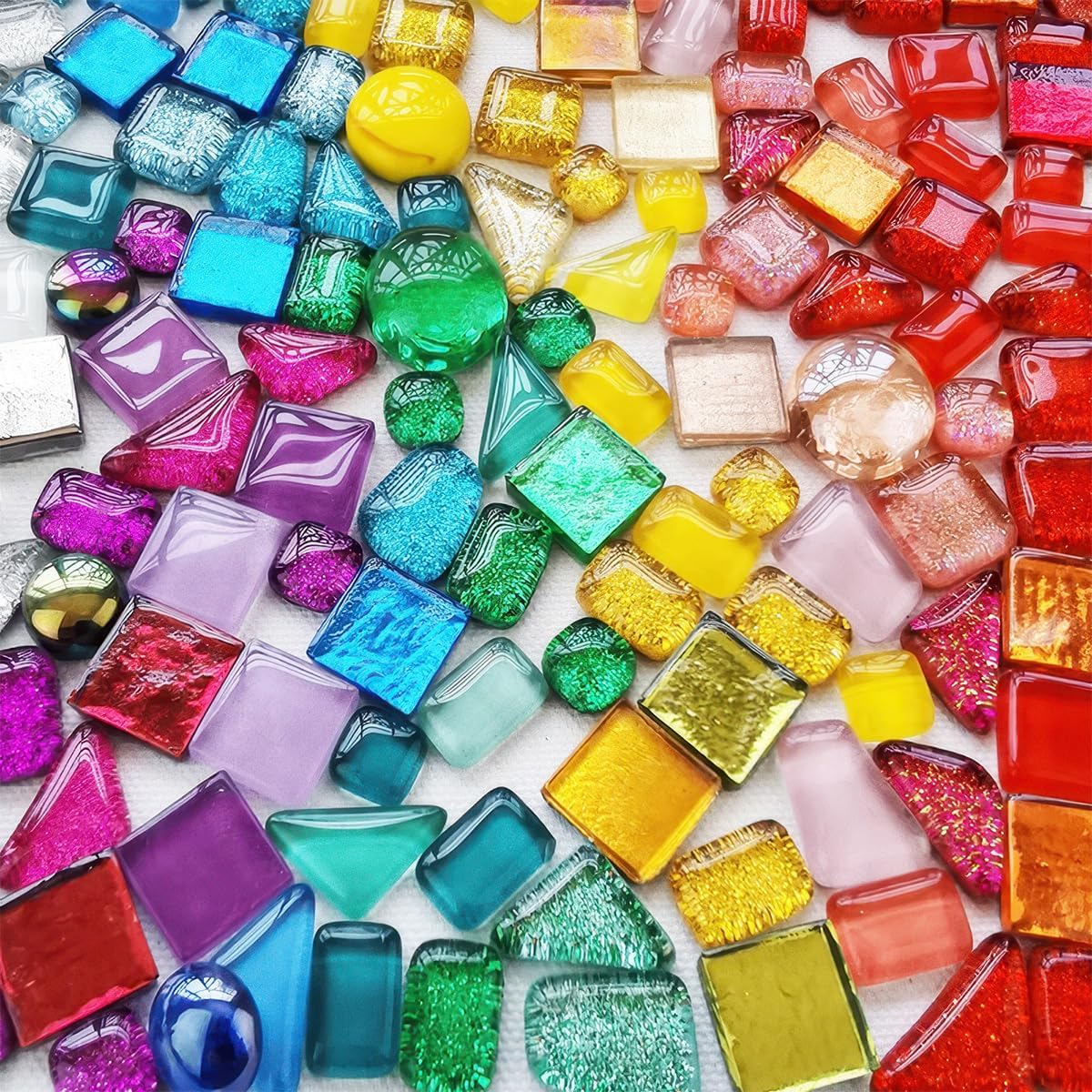 210g Mosaic Tiles Arts and Crafts, Rainbow Mosaic Tiles for DIY Craft