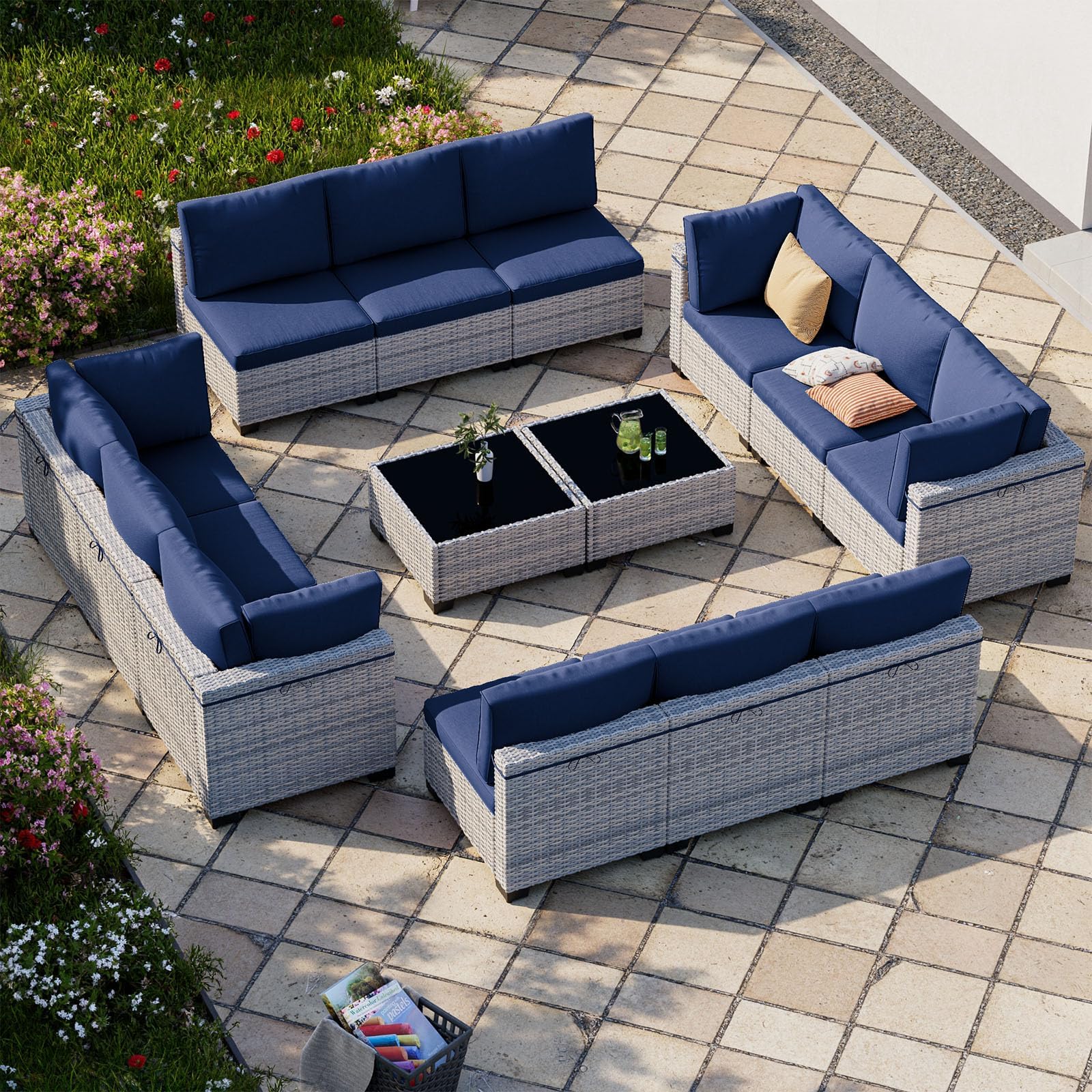 Outdoor PE Wicker Rattan Modular Patio Sectional Sofa Set