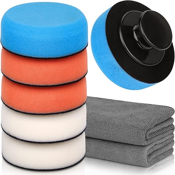Produktbild von 5 Stück Handpolierschwamm Set, Mikrofaser Polierschwamm, Autowachs Reinigungs Polierschwämme, Mikrofaser Applikatorpad Mit Fingertasche Für Autos