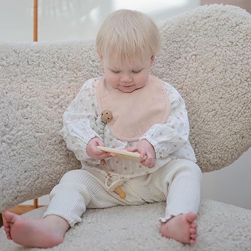 Miniatura 3 de mushie Babero de muselina para bebé, algodón suave para goteos, babas y alimentaciones infantiles, ajuste ajustable, paquete de 2