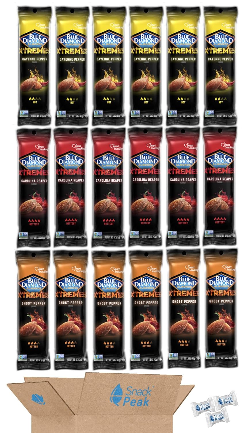 Blue Diamond Xtreme Almonds Individual Size Snack Peak Variety Gift Box (18 1.5