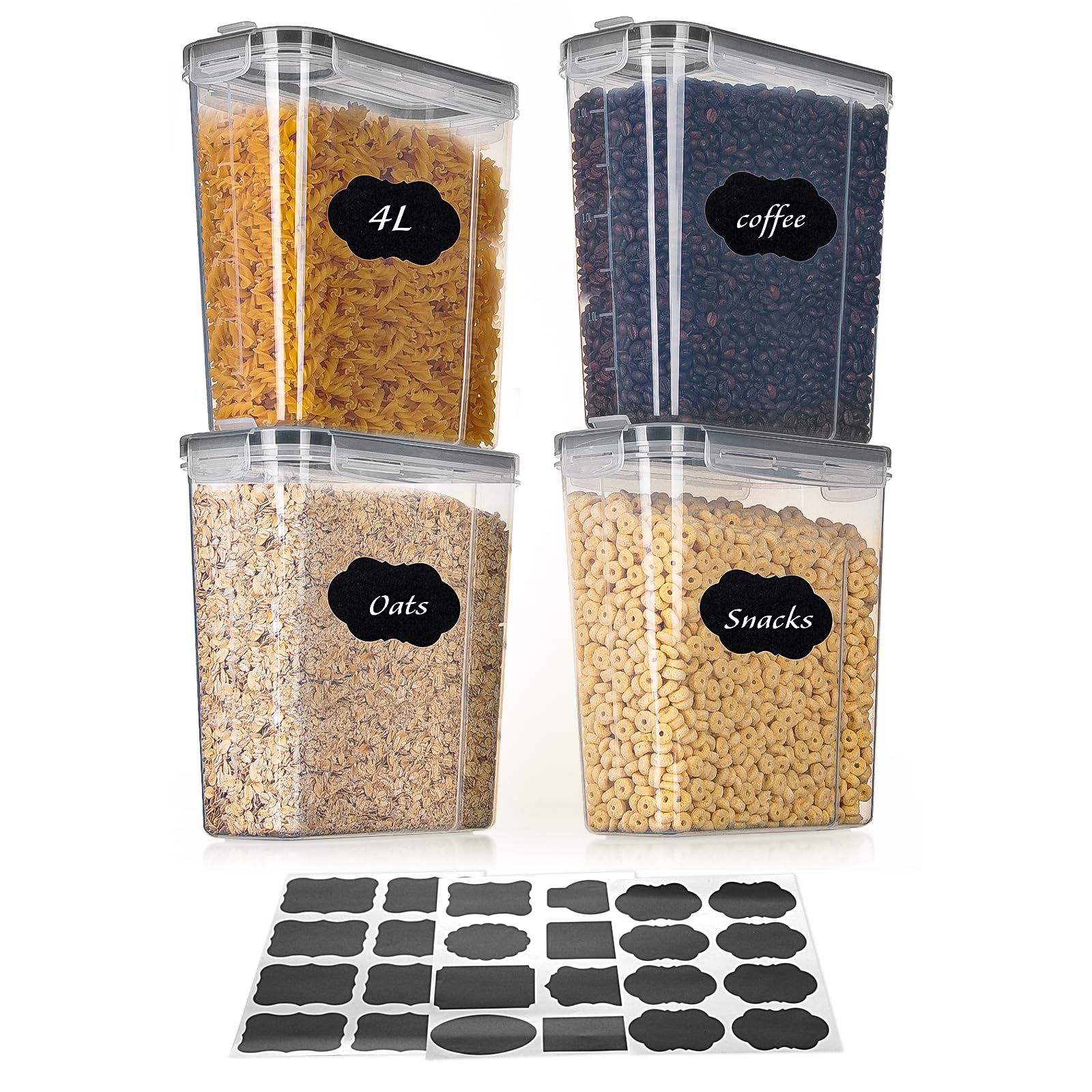 ANMOO Set di 2 contenitori ermetici per farina, 20 kg, con coperchio di bloccaggio, grandi contenitori