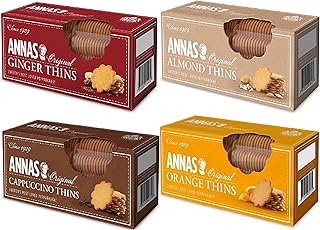 Annas Original Biscuit Selections - Orange Thins, Cappuccino Thins, Ginger Thins & Almond Thins pepparkaka Biscuits