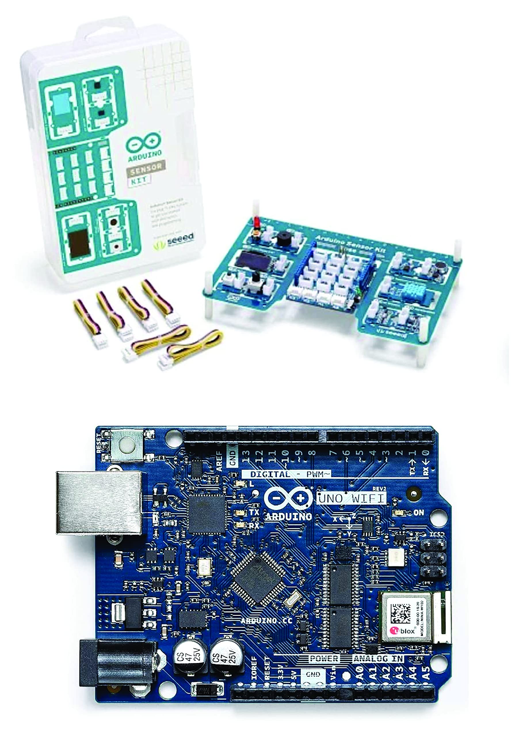 Besomi Electronics Arduino UNO WiFi Rev2 and Sensor Kit Bundle - Wireless Connectivity and Modular Sensor Exploration