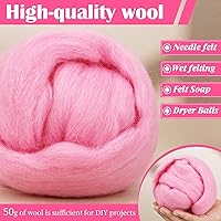 Vista 5 de Mayboos Hilo de Lana Peinada, Lana Peinada Natural Coloreada de 1.76 onzas, Suministros de Fieltro de Lana Hilo Grueso de Lana Pura para Fieltro