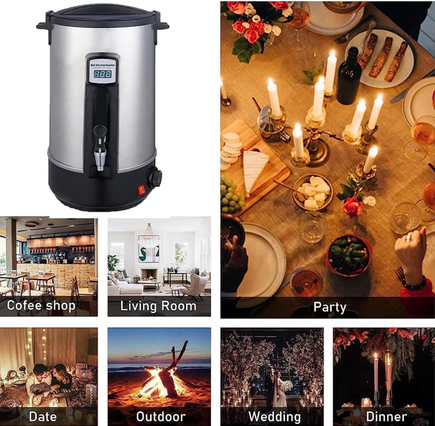 Commercial Machine,Wax Melter for Candle Making, Electric Wax Melter, Large Commercial Candle Maker Machine with Pour Spout and Temperature Control, Candle DIY Making Kits for Busi