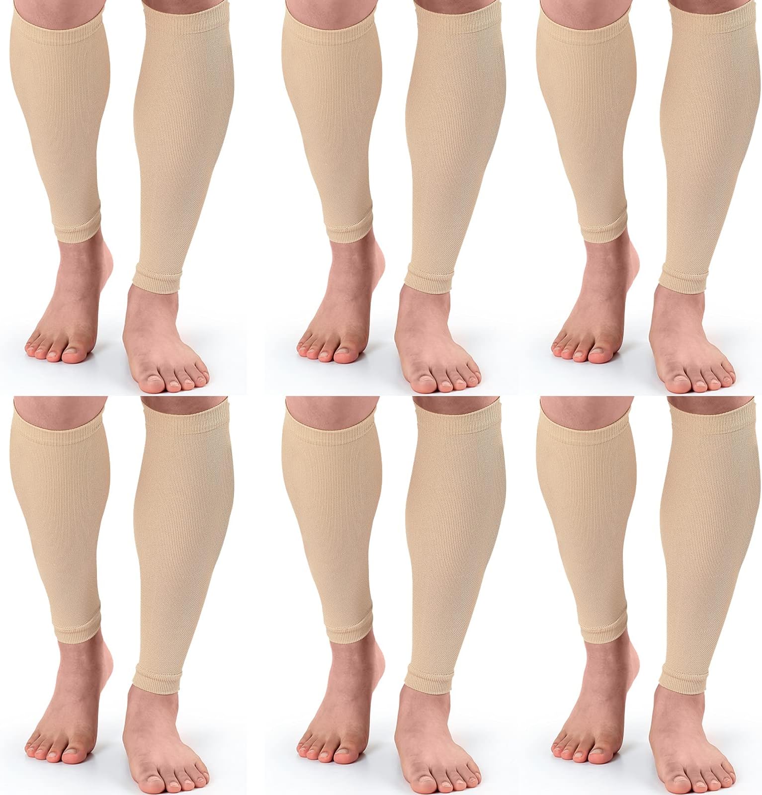 6 Pairs Footless Compression Socks Calf Leg Compression Sleeves Women Men for Running Cycling Varicose Veins Pain Relief