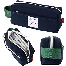 Cotton Navy Blue Pencil Case, Large Capacity Pencil Pouch with Ample Storage, Simple Design Ideal Organizer for Students