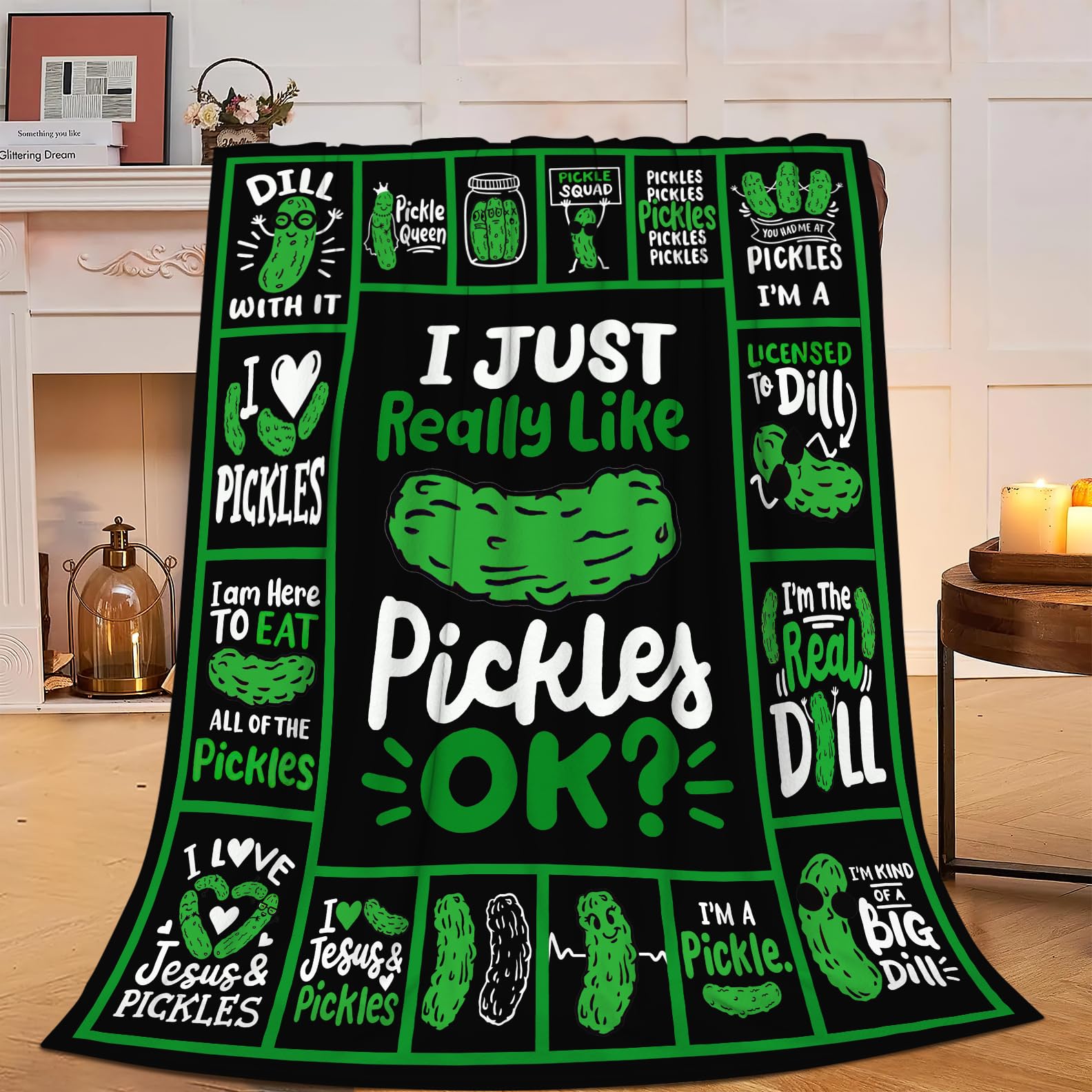 Pickle Blanket Super Soft Warm Pickle Fleece Throw Blanket I Just Really Like Pickle Women Girls Cozy Fluffy Lightweight Flannel Gifts Blankets for Men Adults 80"X60" — image 1