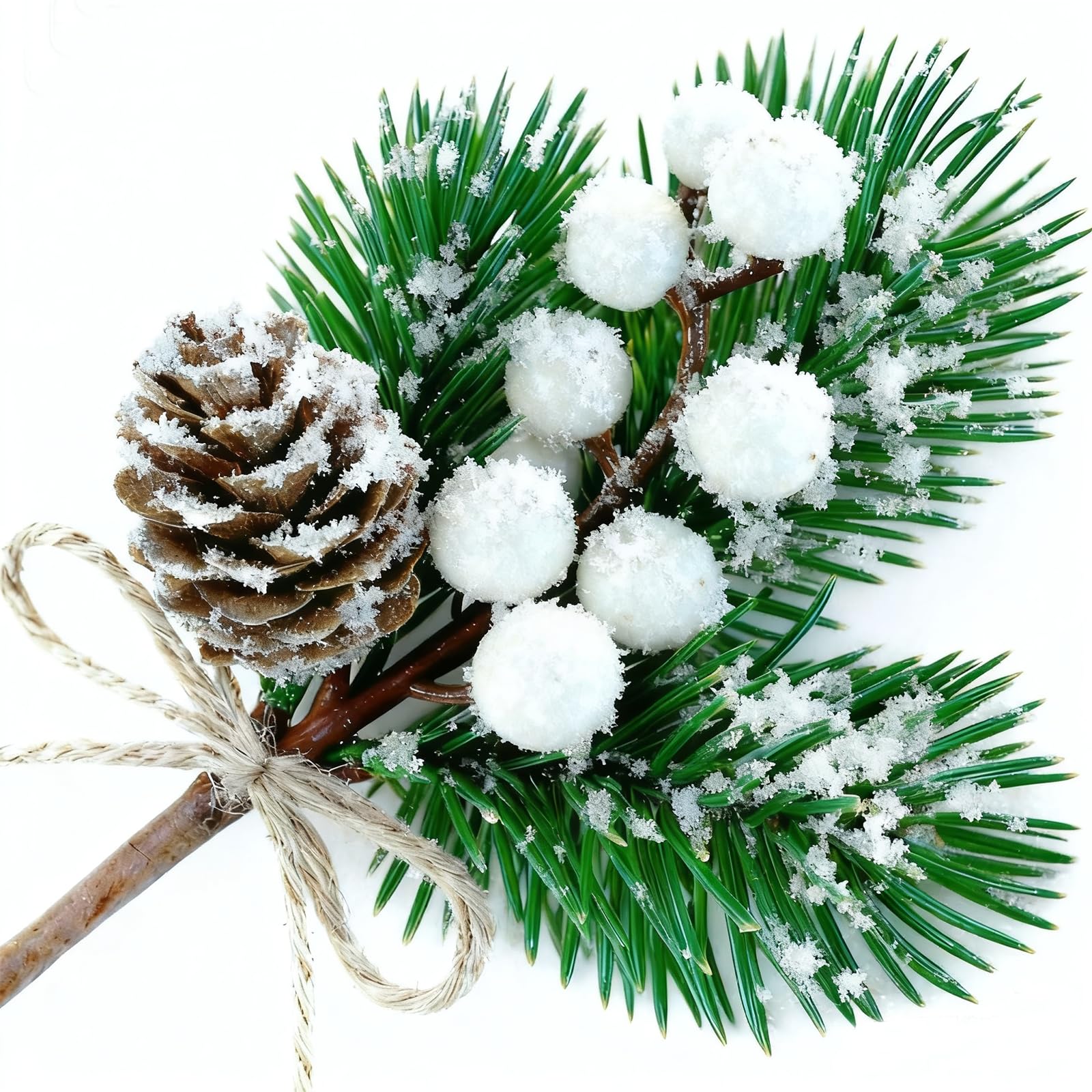 Pommes de pin de Noël et branches artificielles pour décoration de couronne (Lot de 8)